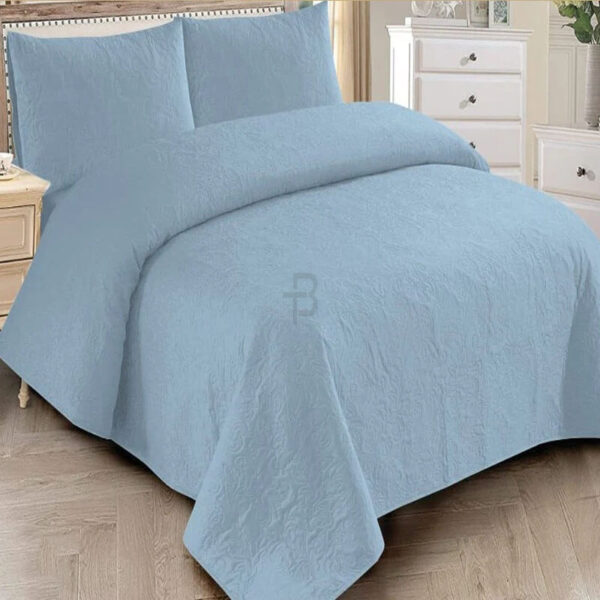 DENIM BLUE BEDSPREAD SET - 3 PCS (PREMIUM)