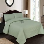 LIGHT GREEN BEDSPREAD SET - 3 PCS (PREMIUM)