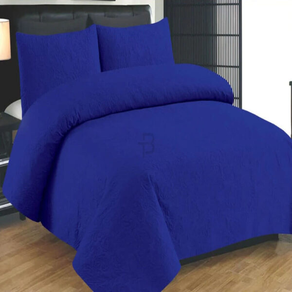 NAVY BLUE BEDSPREAD SET - 3 PCS (PREMIUM)
