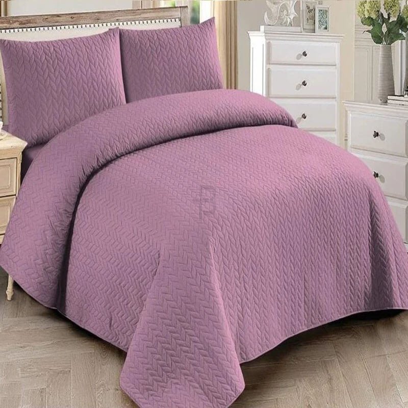 PEARL PINK BEDSPREAD SET - 3 PCS (PREMIUM)