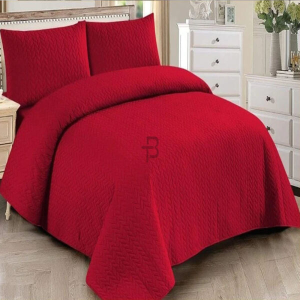RED ROSE BEDSPREAD SET - 3 PCS (PREMIUM)