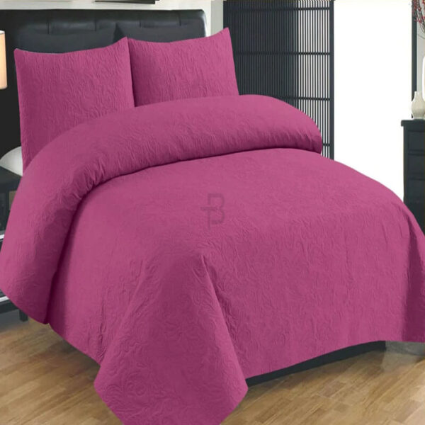 SHOCKING PINK BEDSPREAD SET - 3 PCS (PREMIUM)