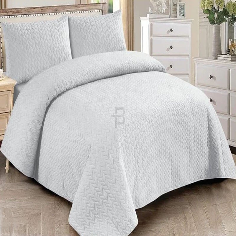 WHITE BEDSPREAD SET - 3 PCS (PREMIUM)