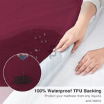 Export Quality Terry Cotton Waterproof Mattress Cover - Maroon - Image 2