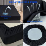 Export Quality Terry Cotton Waterproof Mattress Cover - Black - Image 3