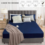 Export Quality Terry Cotton Waterproof Mattress Cover - Blue - Image 4