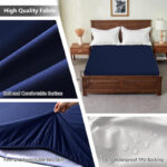 Export Quality Terry Cotton Waterproof Mattress Cover - Blue - Image 3