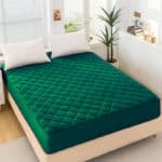 Soft Cotton Quilted 100% Waterproof Fitted Mattress Protector In Green Color - Image 2