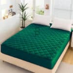 Soft Cotton Quilted 100% Waterproof Fitted Mattress Protector In Green Color