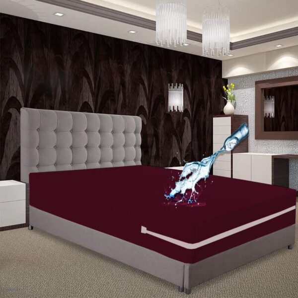 Maroon Color 2 Side Waterproof Zipper Mattress Protector