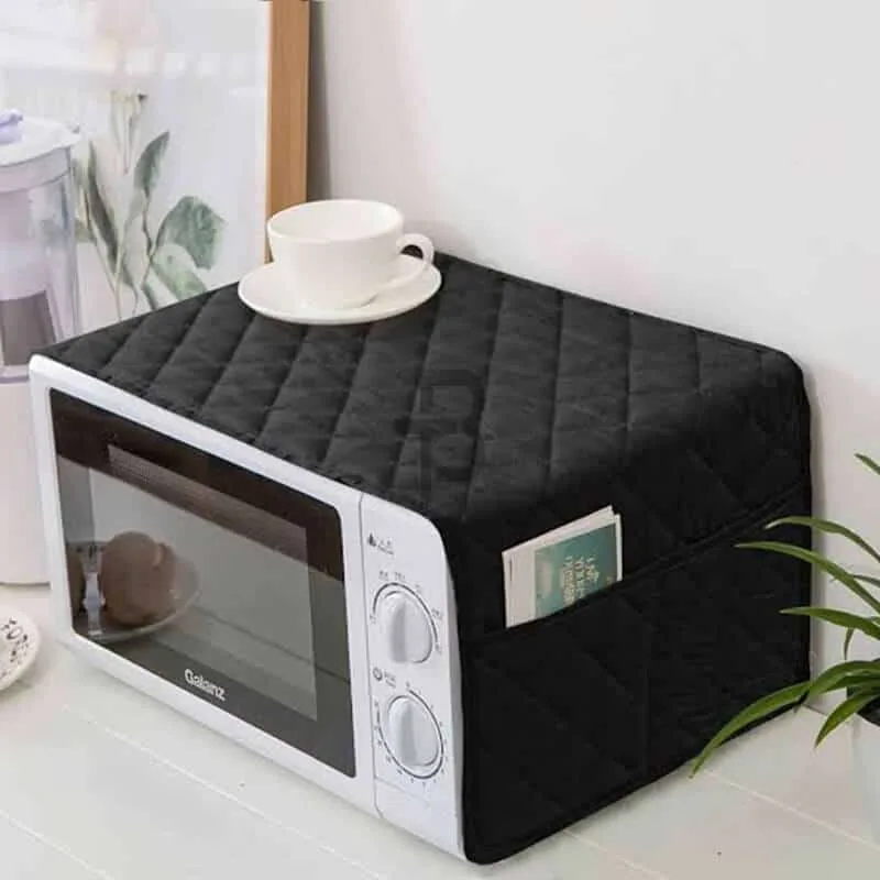 Black Waterproof Quilted Microwave Oven Cover