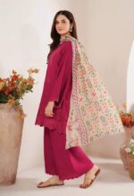 Pink Dhanak 3PC Chikan Kari Embroidered - Image 2