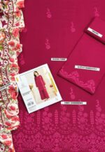 Pink Dhanak 3PC Chikan Kari Embroidered - Image 3