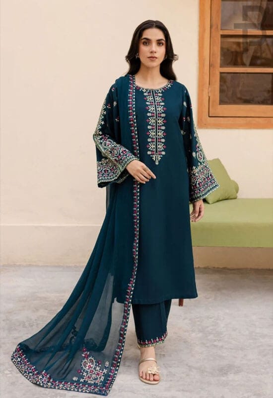 Cross Stitch Heavy Embroidered Dhanak