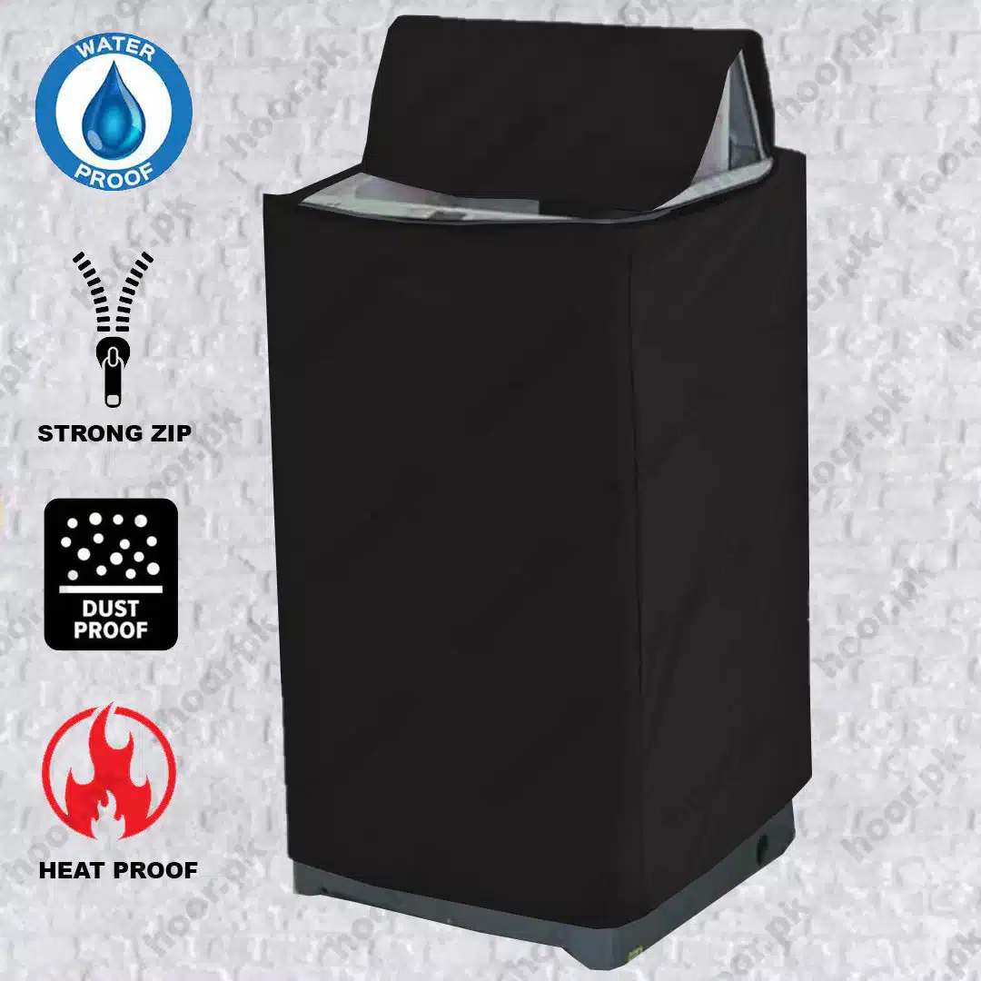 15 100% Waterproof Parachute Top Loaded Washing Machine Cover - Black - Image 1