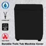 Waterproof Top Loaded Twin Tub Washing Machine Cover - Black - Image 3