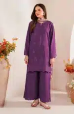 Purple Dhanak 3PC Chikan Kari Embroidered