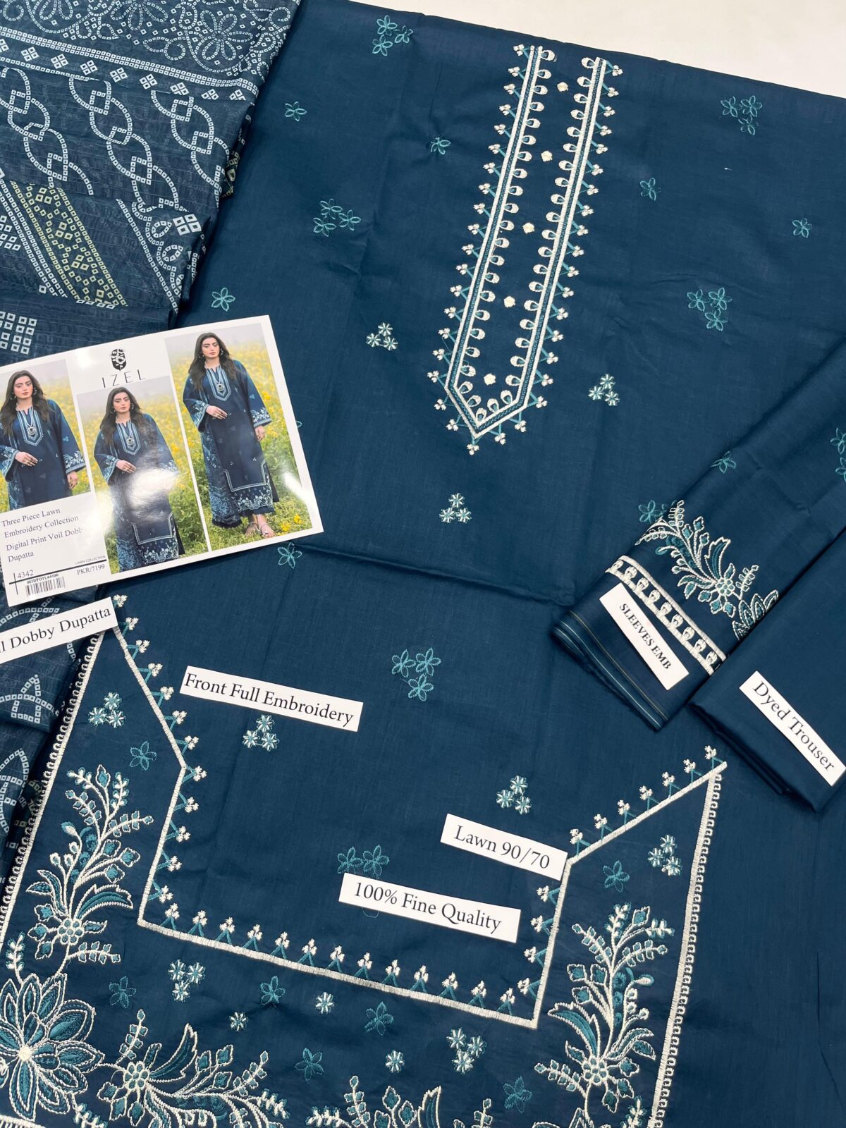 Izel Embroidered Airjet Lawn 4405 – Digital Voil Dobby Dupatta - Image 5