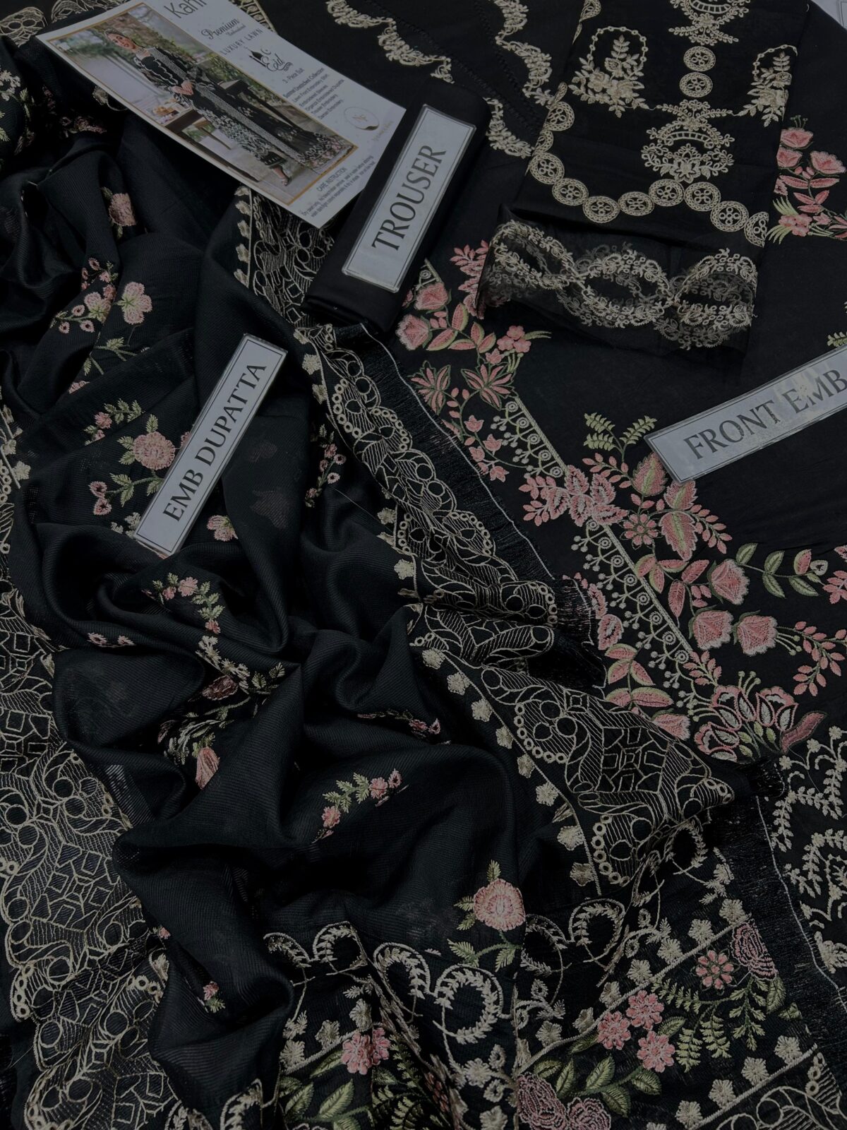 Kahf Embroidered Lawn D-1103 – Luxury Khadi Net Dupatta 2026 - Image 7