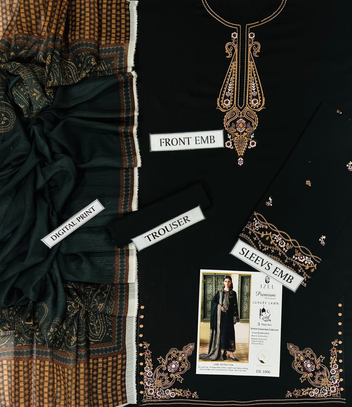 Izel Embroidered Lawn D-1006 – Bana Dora Swiss Voil Dupatta 2026 - Image 5