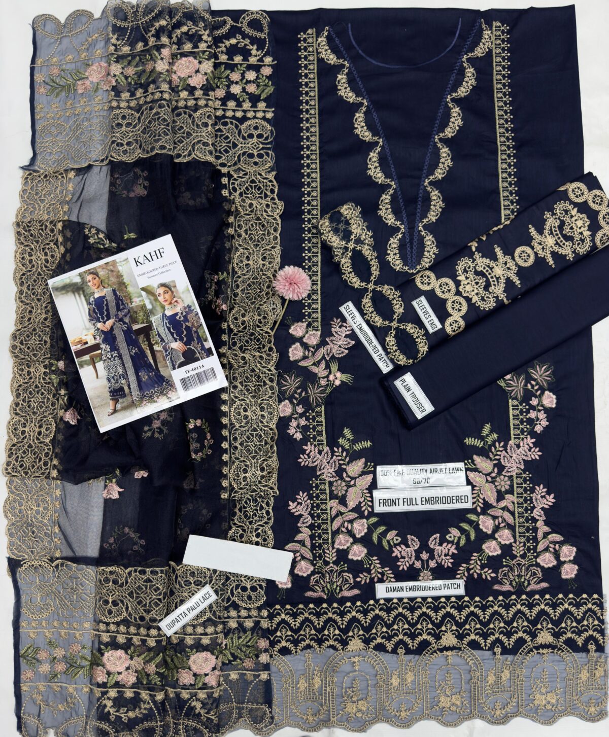 Kahf 4011 Embroidered Airjet Lawn 90/70 – Cotton Net Luxury Edition - Image 5