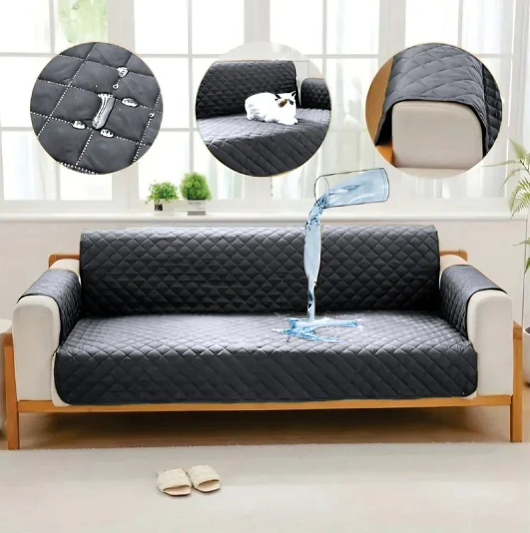 Waterproof Cotton Quilted Sofa Cover – Sofa Runners (Grey)
