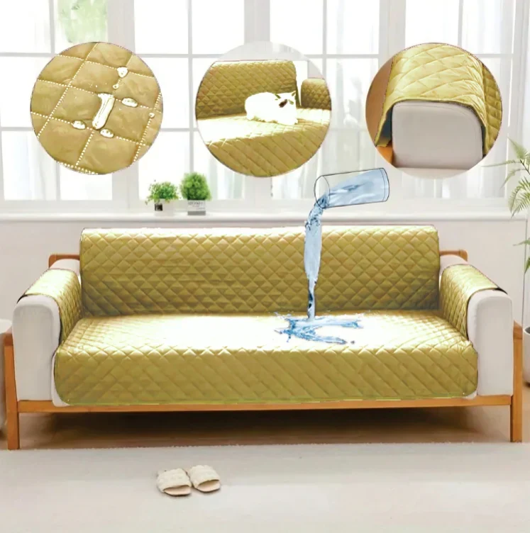 Waterproof Cotton Quilted Sofa Cover – Sofa Runners (Beige)